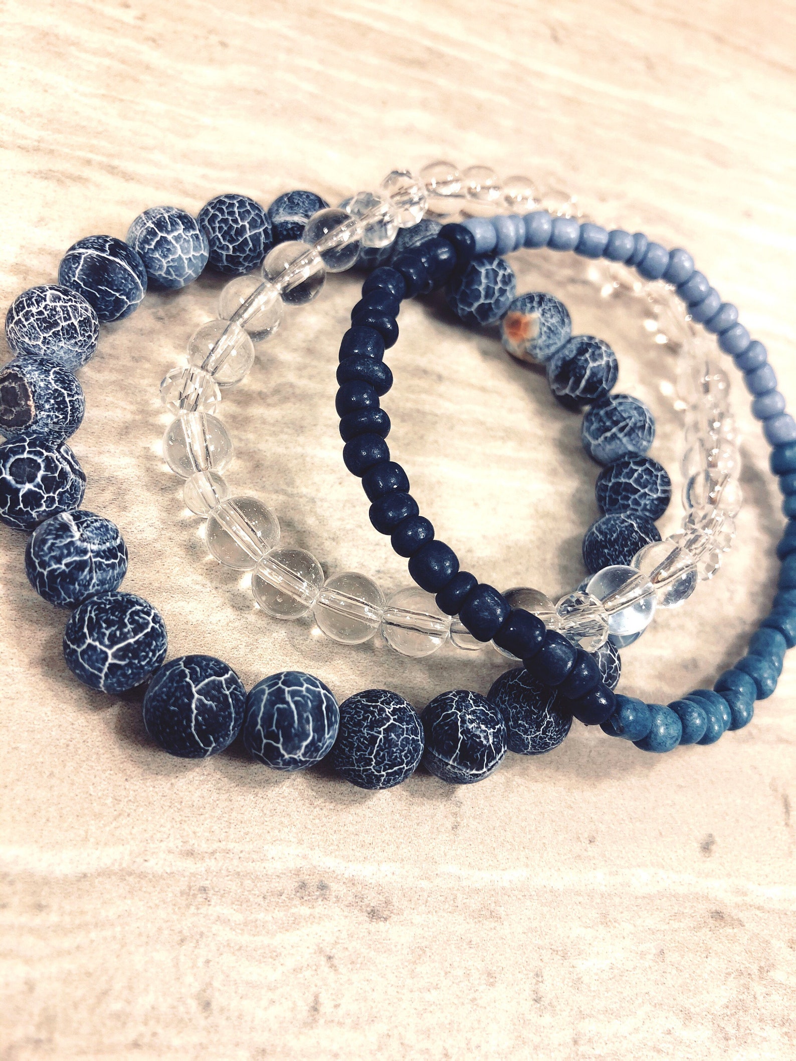 Navy Blue Clay Beaded Bracelets | Etsy