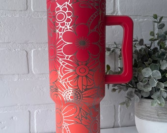 Retro Flower Child Engraved Simple Modern TREK 40 oz