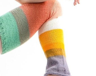 Custom Handknit Striped Ballet Legwarmers