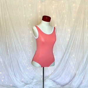 Women&#39;s Ballet Leotard in Peach with White Mesh Racerback