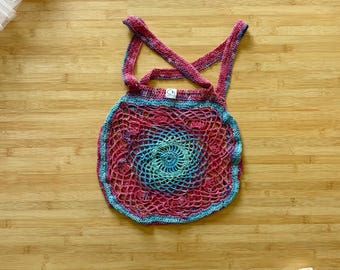 Crochet pointe shoe bag-pink and blue