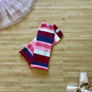 Handknit ballet legwarmers, short in pinks and whites-13 inches