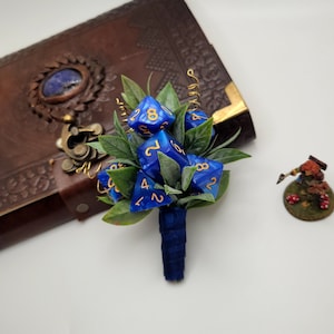 DND Wedding Boutonniere, Dice Boutonniere, Fantasy Boutonniere, DND Wedding Flowers