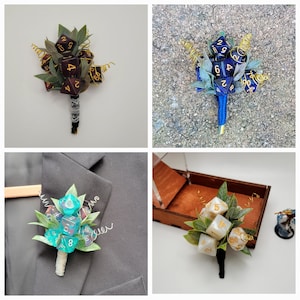 DND Wedding Boutonniere, Dice Boutonniere, Fantasy Boutonniere, DND Wedding Flowers