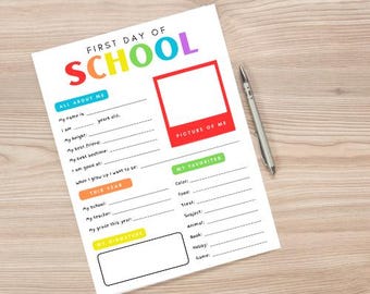 First and Last Day of School Printable, All About Me, Back to School ...