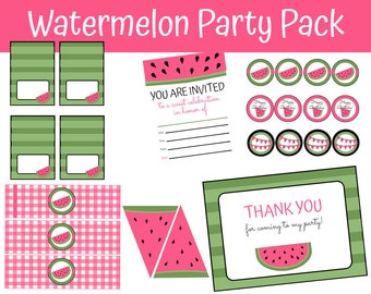 Watermelon Party Pack, Watermelon Decoration, Instant Download, Printable Party, Summer Party