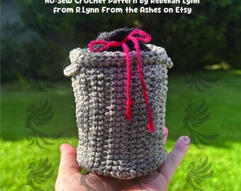 Trashcan Dice Bag Crochet Pattern. NO-SEW. Digital Download ONLY