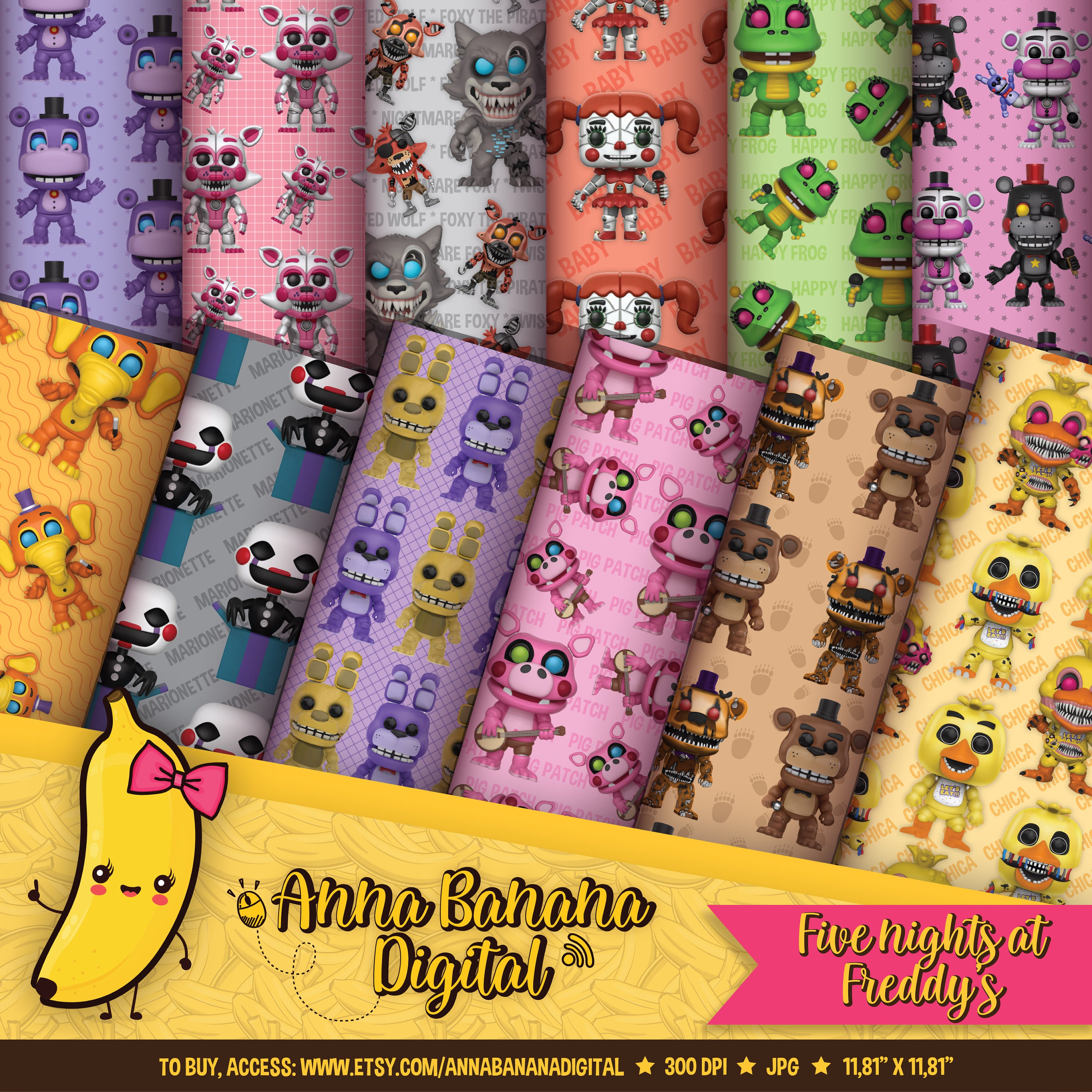 Five Nights at Freddys Digital Paper Five Nights at Freddys | Etsy