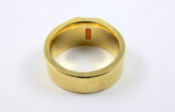 Estate 18K Yellow Gold Garnet Ladies Pinki Ring S… - image 4