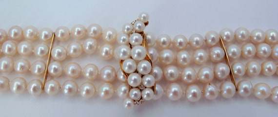 Estate 14K/18K Cultured Pearls Multi-Strand Ladie… - image 2