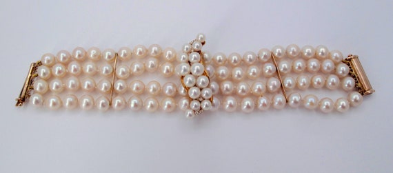 Estate 14K/18K Cultured Pearls Multi-Strand Ladie… - image 1