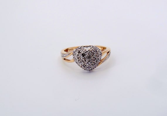 Estate 10K Heart Diamond Ladies Ring Size 7 Fine … - image 1