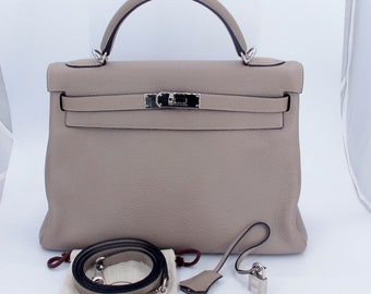 Original HERMES Kelly 32cm Gris Ladies Handbag W/Box and Dustbag ******