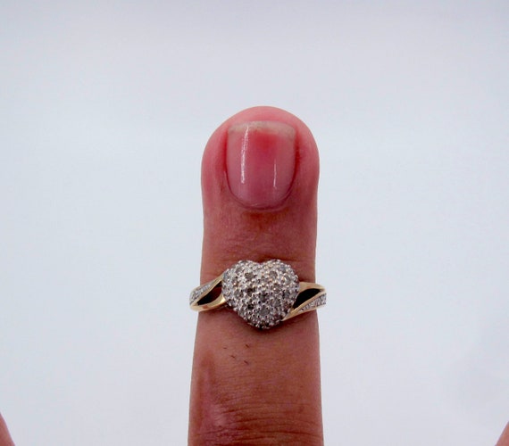 Estate 10K Heart Diamond Ladies Ring Size 7 Fine … - image 6