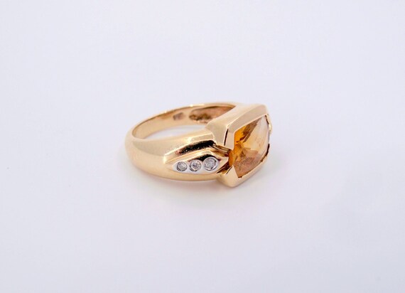 Estate 14k Gold Citrine & Diamonds Ladies Ring Fi… - image 2