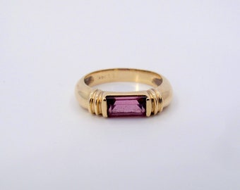 Vintage 14K Gold Pink Tourmaline Stackable Ladies Band Rings Size 7.5 "CRT"