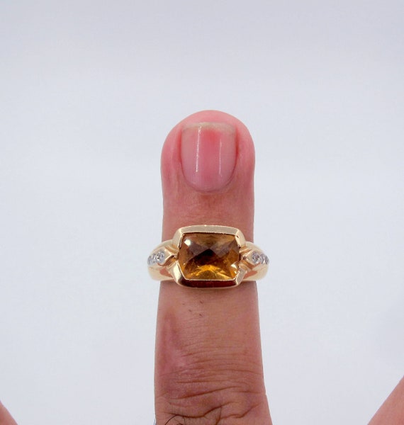 Estate 14k Gold Citrine & Diamonds Ladies Ring Fi… - image 6