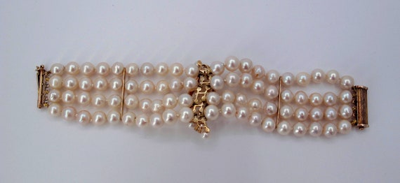 Estate 14K/18K Cultured Pearls Multi-Strand Ladie… - image 4