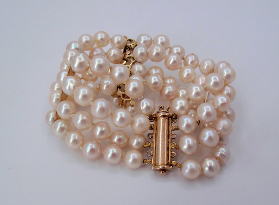 Estate 14K/18K Cultured Pearls Multi-Strand Ladie… - image 6