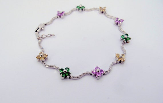 Estate 14K Gold Emeralds & Sapphires Ladies Brace… - image 4