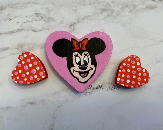 Minnie Mouse Pink Red Heart Polka Dot Valentine Painting Etsy