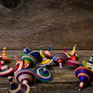 Hand Made Colorful Wooden Spinning Tops