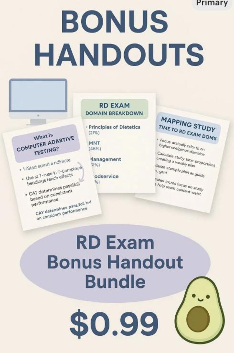 RD Exam Study Guide: Computer-adaptive Testing, Domain Breakdown (PDF Downloadable Handouts) - Etsy