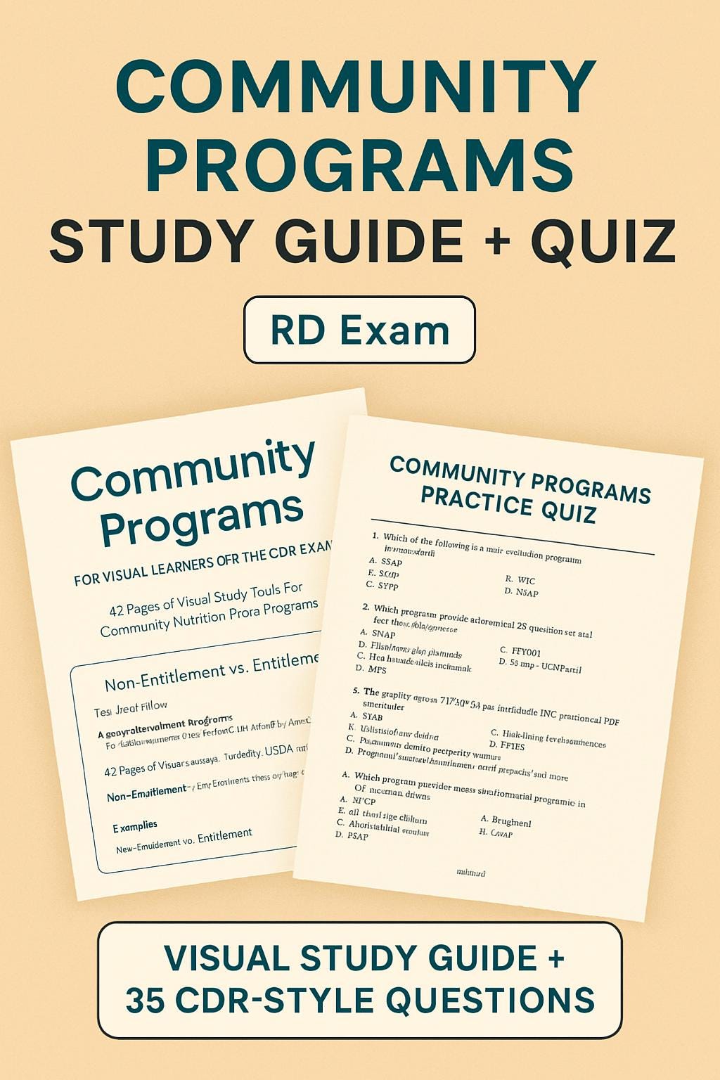 Community Programs, CDR Practice Questions (printable PDF) RD Exam ...