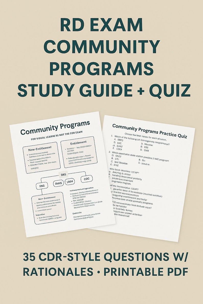 Community Programs, CDR Practice Questions (printable PDF) RD Exam ...