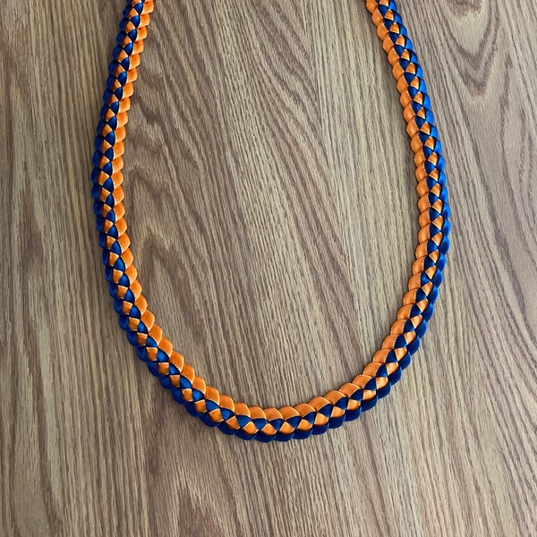 Orange & Navy Blue, Single, Satin Ribbon Lei, CSUF