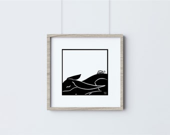 Tortoise and Hare Illustration, Instant Download, Printable