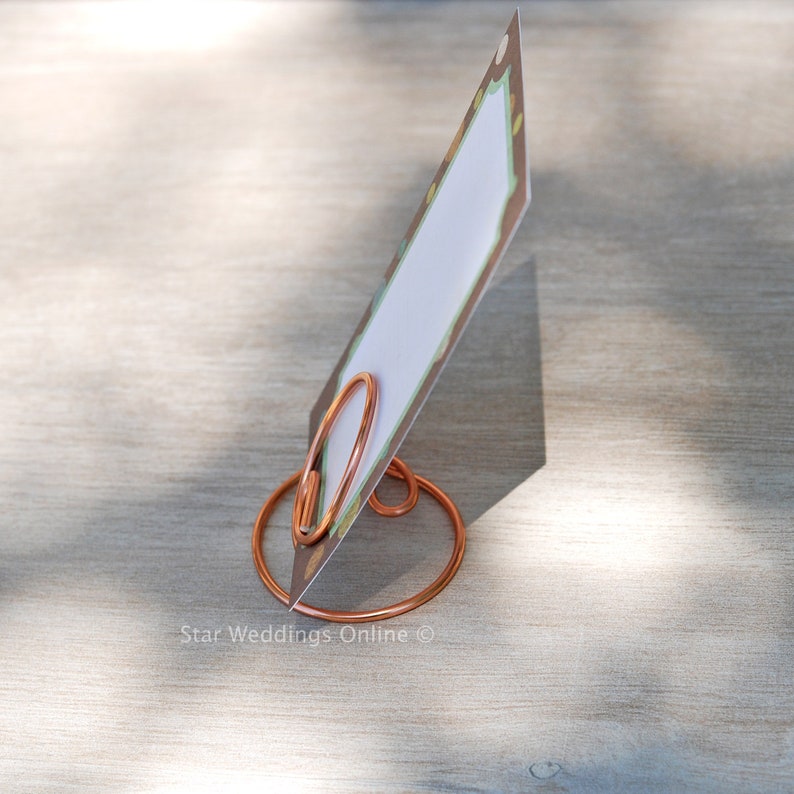 Copper Wire Card Holder Place Card Holders Rustic Wedding Etsy