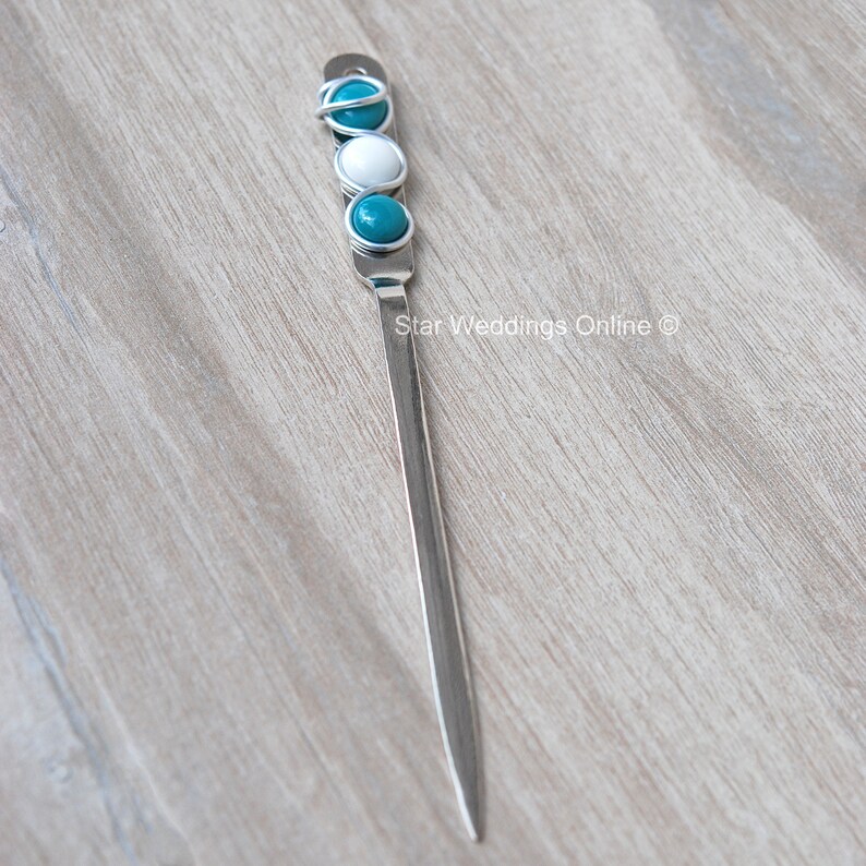 Letter Opener Beaded With Glass Gems Personalized Stainless Etsy