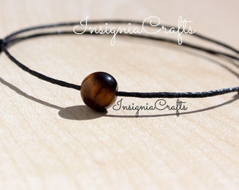 Tiger Eye Anklet Bracelet, Mens Bracelet Anklet, Unisex Bracelet Anklet, Mens Tiger Eye, Surfer Anklet, Vegan Cord, Mens Friendship Bracelet