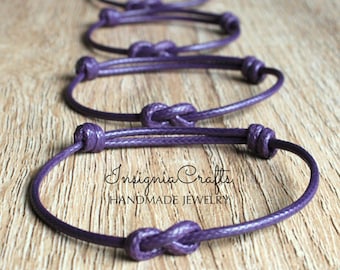 Family Infinity Bracelets Matching Bracelets Purple Cord Bracelet Mom Dad Child Son Bracelet Women Mens Waxed Cord Simple Mommy Family Gift