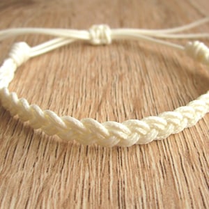 White Bracelet Anklet Mens Bracelet Braided Surfer Anklet Unisex Vegan Bracelet Braided Anklet For Her Mens Jewelry Cord Anklet Mens Gift