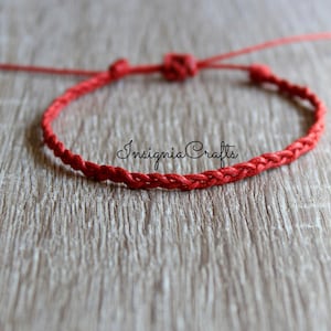 Red Thin Bracelet/Anklet, Braided Bracelet Anklet Unisex Red String Braided Vegan Bracelet Mens Friendship Bracelet Red String of Fate Red