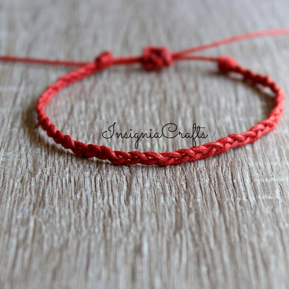 Red Thin Bracelet anklet Braided Bracelet Anklet Unisex Red