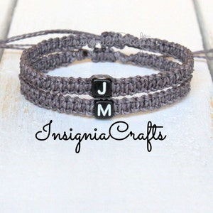 Initial Couple Bracelets His And Hers Personalized Gifts Matching Bracelets Distance Love Couple Boyfriend Girlfriend Soulmate Gifts For Him