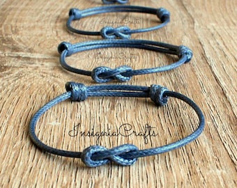 Family  Bracelets Infinity Matching Bracelets Grey Cord Bracelet Mom Dad Child Son Bracelet Women Mens Waxed Cord Simple Mommy Family Gift