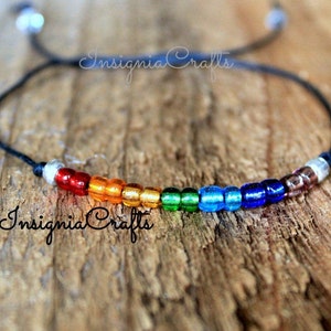 Black Beaded Anklet Rainbow Anklet Beach Anklet Mens Anklet String Anklet Vegan Boho Gifts For Boyfriend Gifts For Girlfriend Gifts For Men