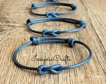 Family Infinity Bracelets Matching Bracelets Grey Cord Bracelet Mom Dad Child Son Bracelet Women Mens Waxed Cord Simple Mommy Family Gift