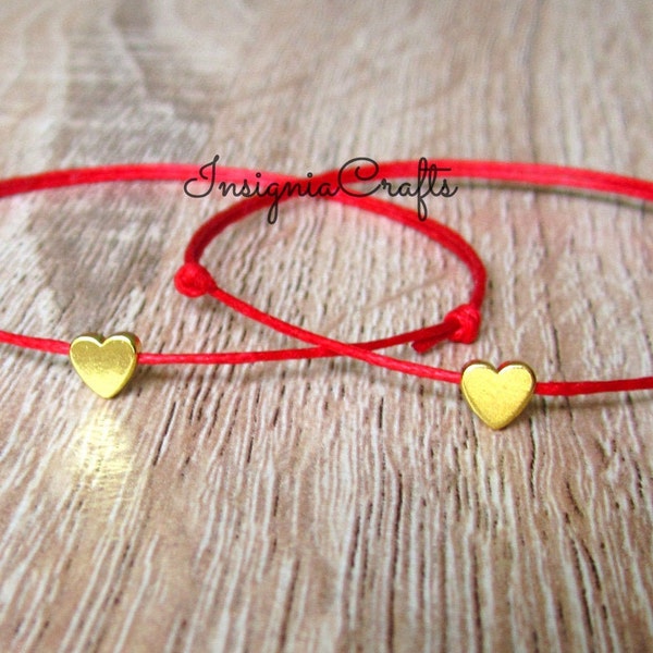 Family Bracelet Mommy and Me Gold Heart Bracelet Mom Dad Mother and Son Daughter Red String Bracelet Red String of Fate Protection Bracelet