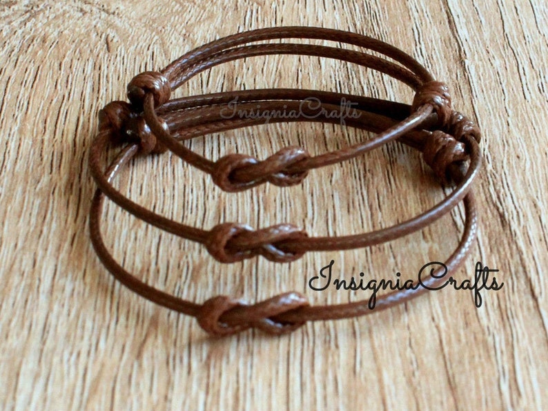 Family Infinity Bracelets Matching Bracelets Brown Cord Etsy UK