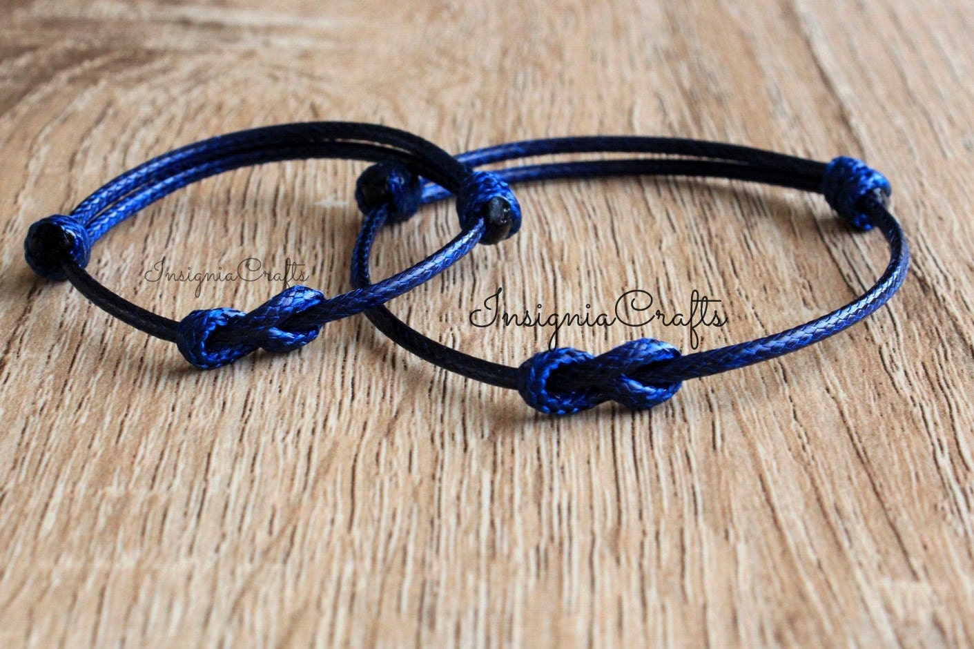Back to School Mommy and Me Bracelets First Day of School Infinity Family Dark Blue Cord Bracelets Mom and Daughter Mom and Son Gift Ideas