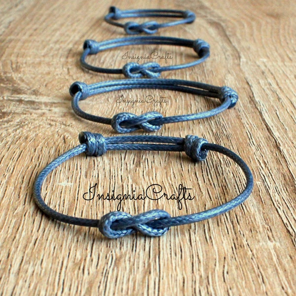 Family Infinity Bracelets Matching Bracelets Grey Cord Bracelet Mom Dad Child Son Bracelet Women Mens Waxed Cord Simple Mommy Family Gift