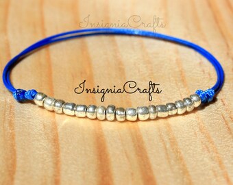 Blue Anklet Beaded Anklet Surfer Anklet Mens Anklet Silver Anklet Beach Anklet Vegan Gifts For Boyfriend For Girlfriend Men Gifts Sister Bff