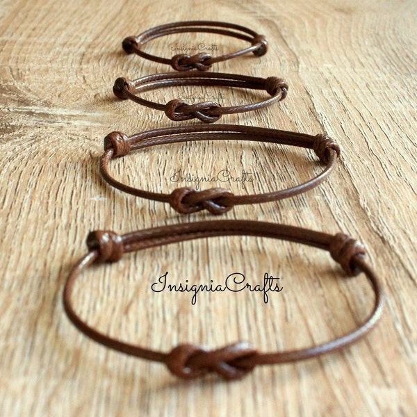 Family Infinity Bracelets Matching Bracelets Brown Cord Bracelet Mom Dad Child Son Bracelet Women Mens Waxed Cord Simple Mommy Family Gift