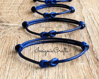 Family Infinity Bracelets Matching Bracelet Dark Blue Cord Bracelet Mom Dad Child Son Bracelet Women Men Waxed Cord Simple Mommy Family Gift