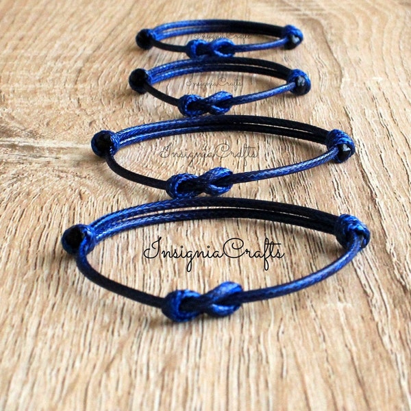 Family Infinity Bracelets Matching Bracelet Dark Blue Cord Bracelet Mom Dad Child Son Bracelet Women Men Waxed Cord Simple Mommy Family Gift